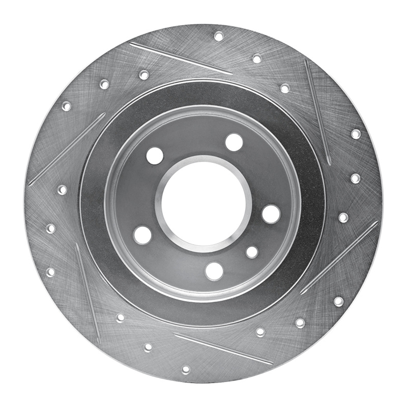 Buick Cascada Brake Rotor (1) - Rear Left - R1 Concepts - Drilled & Slotted - Silver - `11-`19
